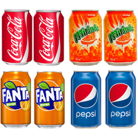 Набор газированных напитков Fanta, Pepsi, Coca-Cola, Mirinda, (Афганистан), ( 8 банок по 0.3 л)