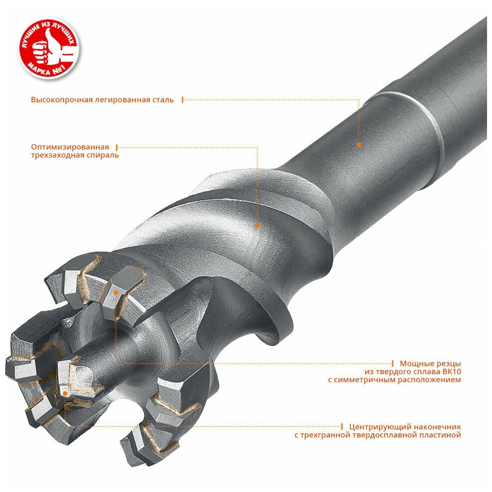 Бур SDS-max ЗУБР 29330-45-600 45 x 600