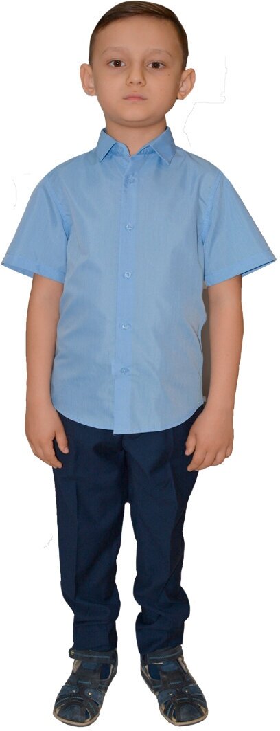 Школьная рубашка, размер 140, голубой
