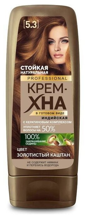 Крем-хна индийская в готовом виде Professional, тон золотистый каштан, 140 мл