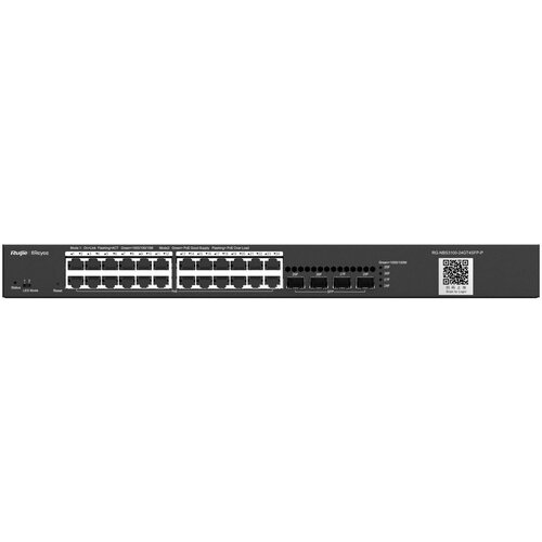 Reyee 24-Port Gigabit L2 Managed Switch, 24 Gigabit RJ45 Ports, 4 SFP Slots, 19-inch Rack-mountable Steel Case коммутатор ruijie reyee 24 port sfp l2 managed switch 24 sfp slots 8 gigabit rj45 combo ports 4 10g sfp slots 19ch rack mountable steel case static routing