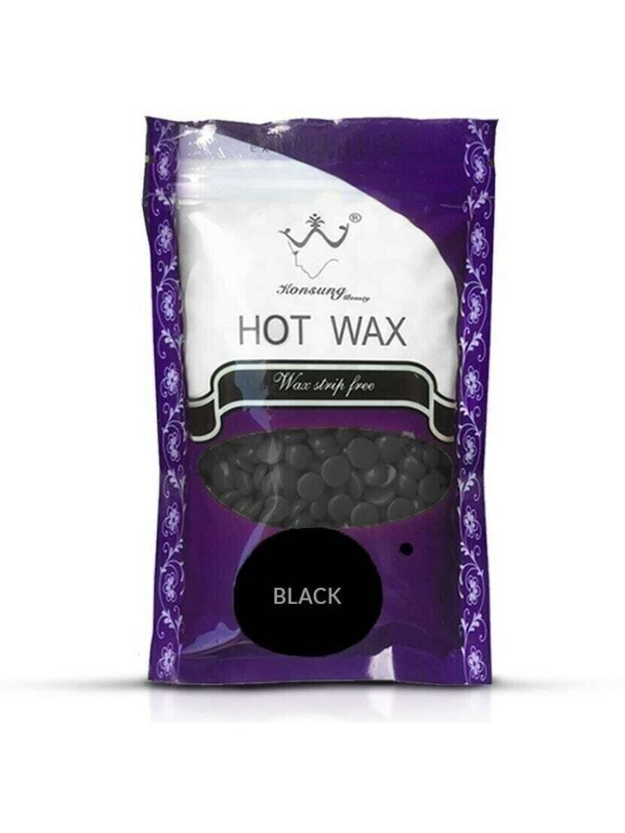 Воск для депиляции Konsung Beauty в гранулах Hot Wax Black, 100 грамм упаковка