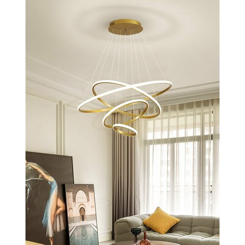 Подвесная светодиодная люстра кольца 20*40*60*80 золотая (V Out)