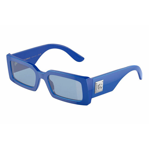 Солнцезащитные очки DOLCE & GABBANA, прямоугольные, оправа: пластик, зеркальные, для женщин, синий