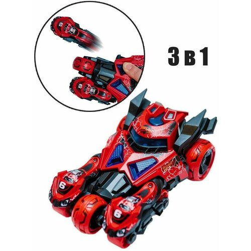 Игрушка-трансформер - мотоциклы собираются в машину 1:32, цвет красный, 1 набор