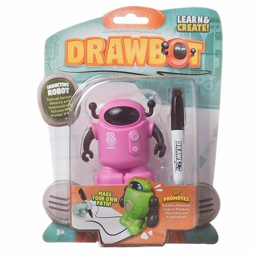 Робот индуктивный Drawbot (движение по линии), розовый, 17х23х5 см - Junfa Toys [DB-3/розовый] робот покибот розовый