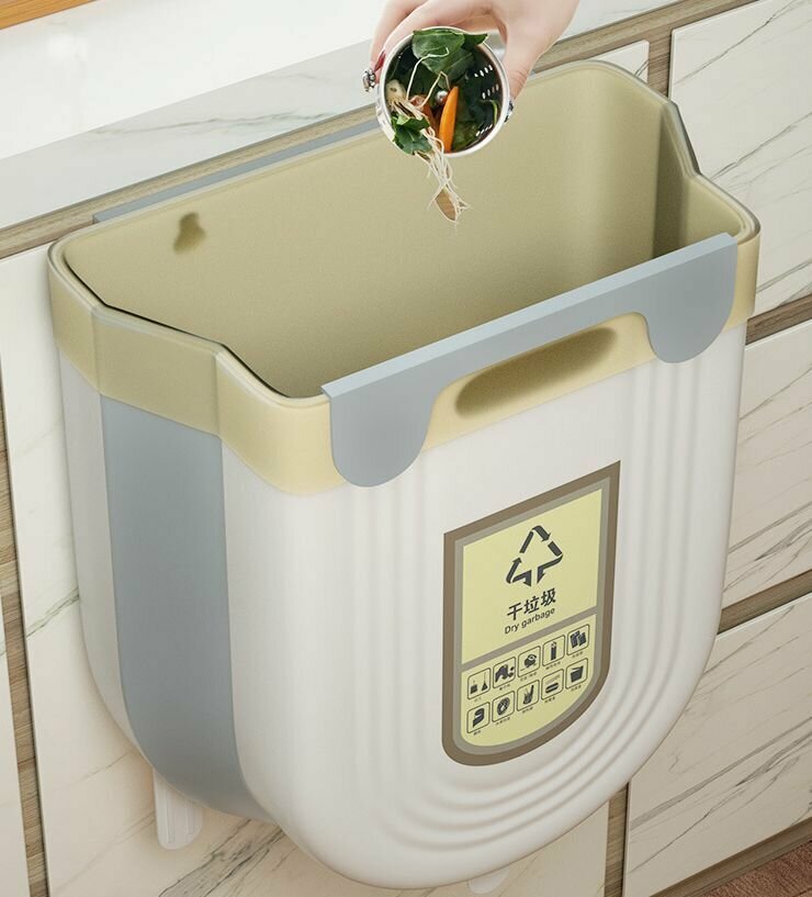 Мусорное ведро; мусорный бак; контейнер для мусора подвесной, 21.5х20х11 см, серый - фотография № 6