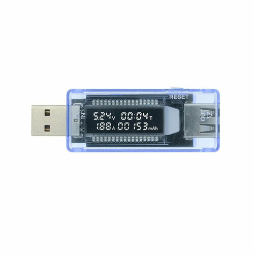 Тестер USB - V20 измеритель напряжения, силы тока и ёмкости аккумулятора тестер usb keweisi kw 202 3 8 в 0 3 а [прозрачный]