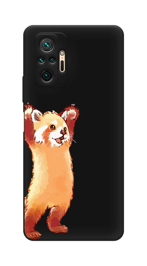 Матовый силиконовый чехол на Xiaomi Redmi Note 10 Pro / Сяоми Редми Нот 10 Pro Красная панда в полный рост, черный