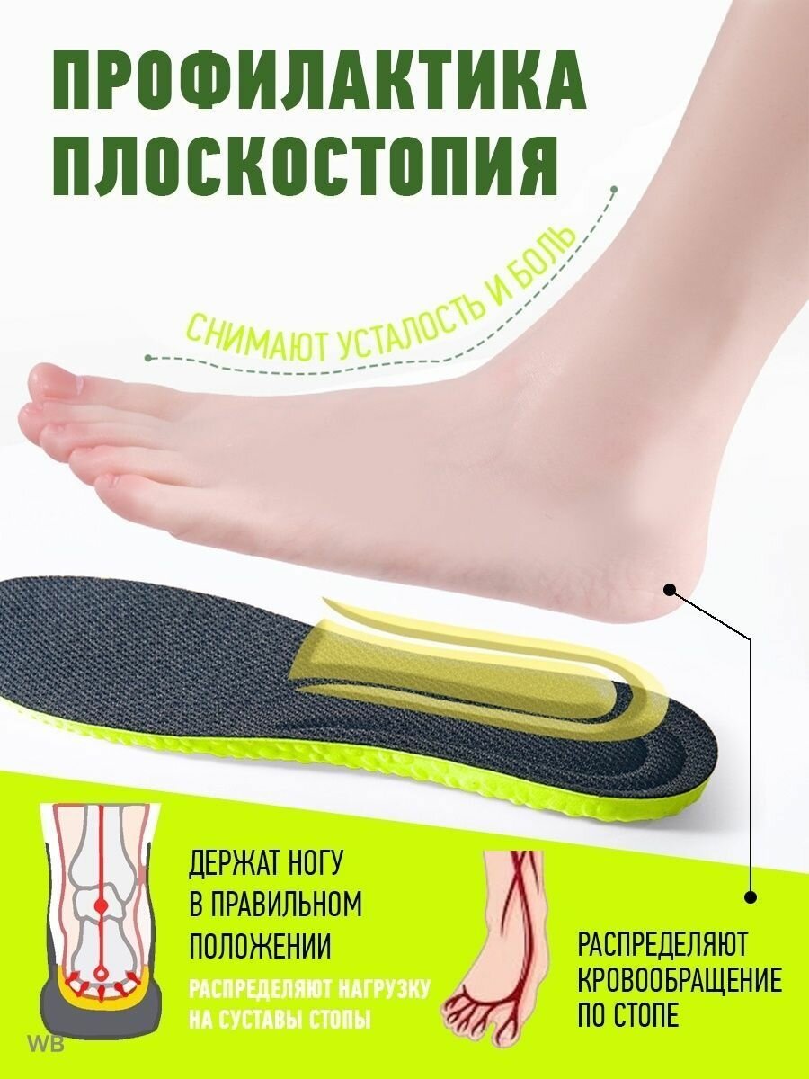 Стельки для обуви универсальные анатомические, спортивные для всех типов обуви р-р 42 - фотография № 6