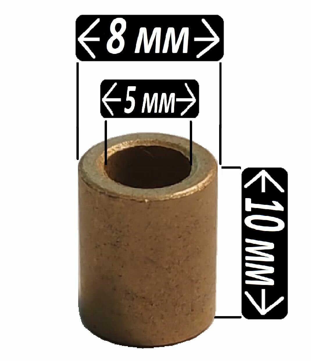 Втулки бронзографтиовые 5x8x10 мм универсальная - 2 штуки - фотография № 2