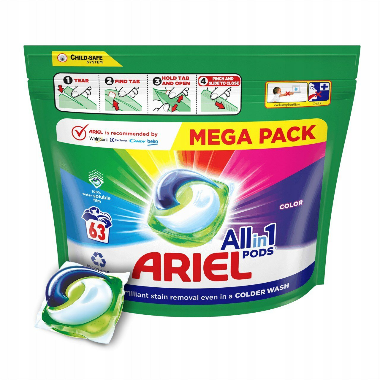 ARIEL All in 1 Pods COLOR Капсулы для стирки 63 шт