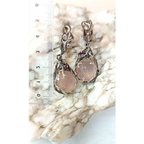 Серьги СИЛА ПРИРОДЫ, серебро, 925 проба, кварц, длина 4.4 см