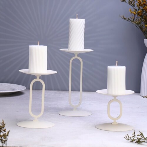 SUI Набор подсвечников 10х20 10х15 10х10 см белый 2468₽