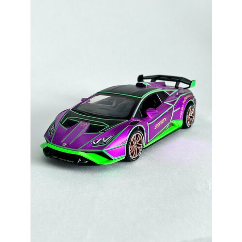 Металлическая машинка Ламборджини Хуракан c дымом, Lamborghini Huracan 1/24 фиолетовый