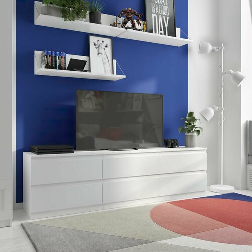 Тумба для ТВ ГУД ЛАКК Праксис, 6 ящиков, 194,4х39,6х54,2 см, ДСП, белая