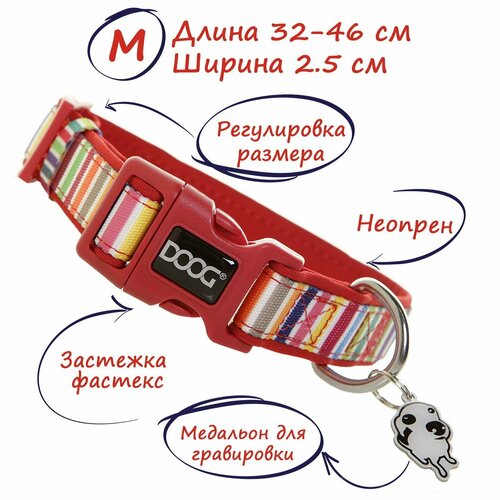 Для ежедневного использования ошейник DOOG неопреновый, обхват шеи 32-46 см, красный, M