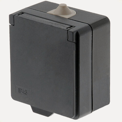Изображение товара Розетка с крышкой о/п IP43 чёрная Переноска РШ-1-10-42 (РП2Б) (2 шт. в комплекте)