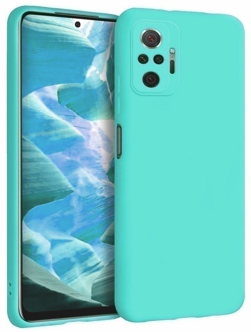 Чехол для Xiaomi Redmi Note 10 Pro силиконовый Silicone Cover бирюзовый