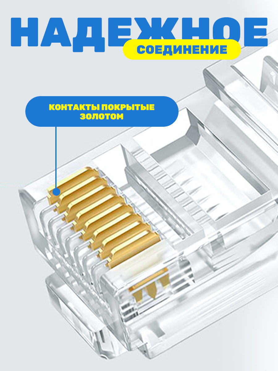 Экранированный коннектор rj45 (8p8c) для витой пары, универсальный, 30 шт — фото 1