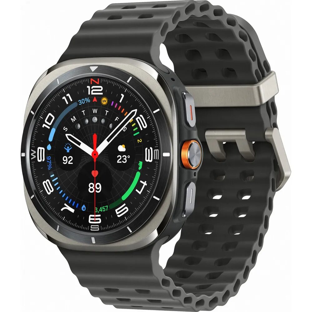 Умные часы Samsung Galaxy Watch Ultra, 47 мм, (Wi-Fi + LTE), Серебряный титан | Titanium Silver, ремешок Marine