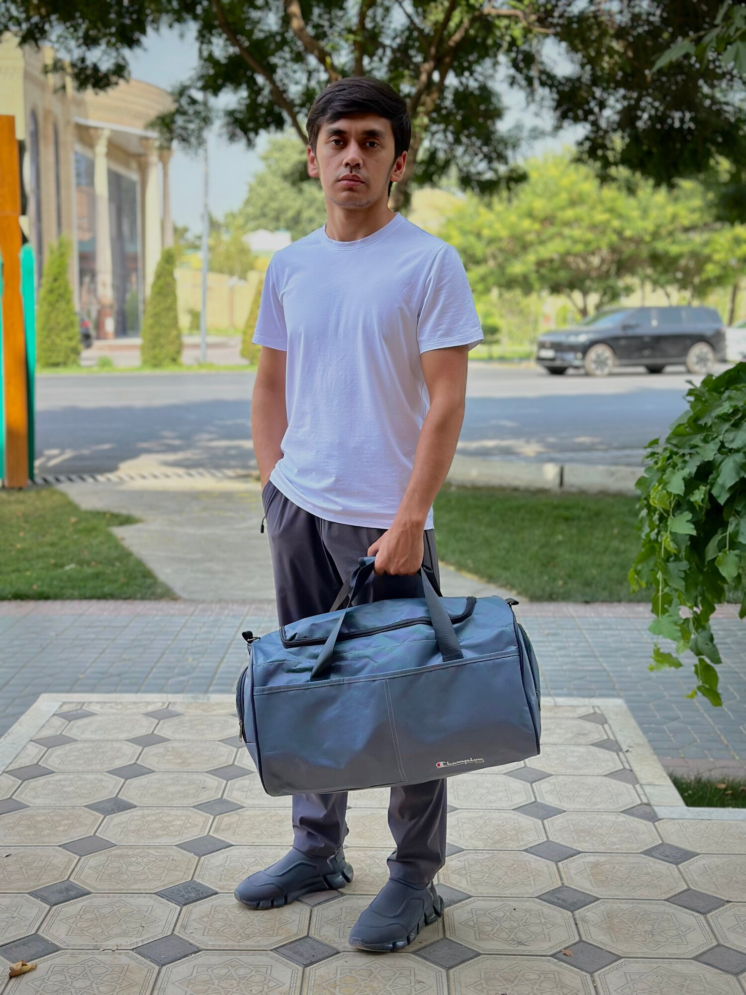 Сумка спортивная , 30 л, 52х28х28 см, ручная кладь, серый — фото 1