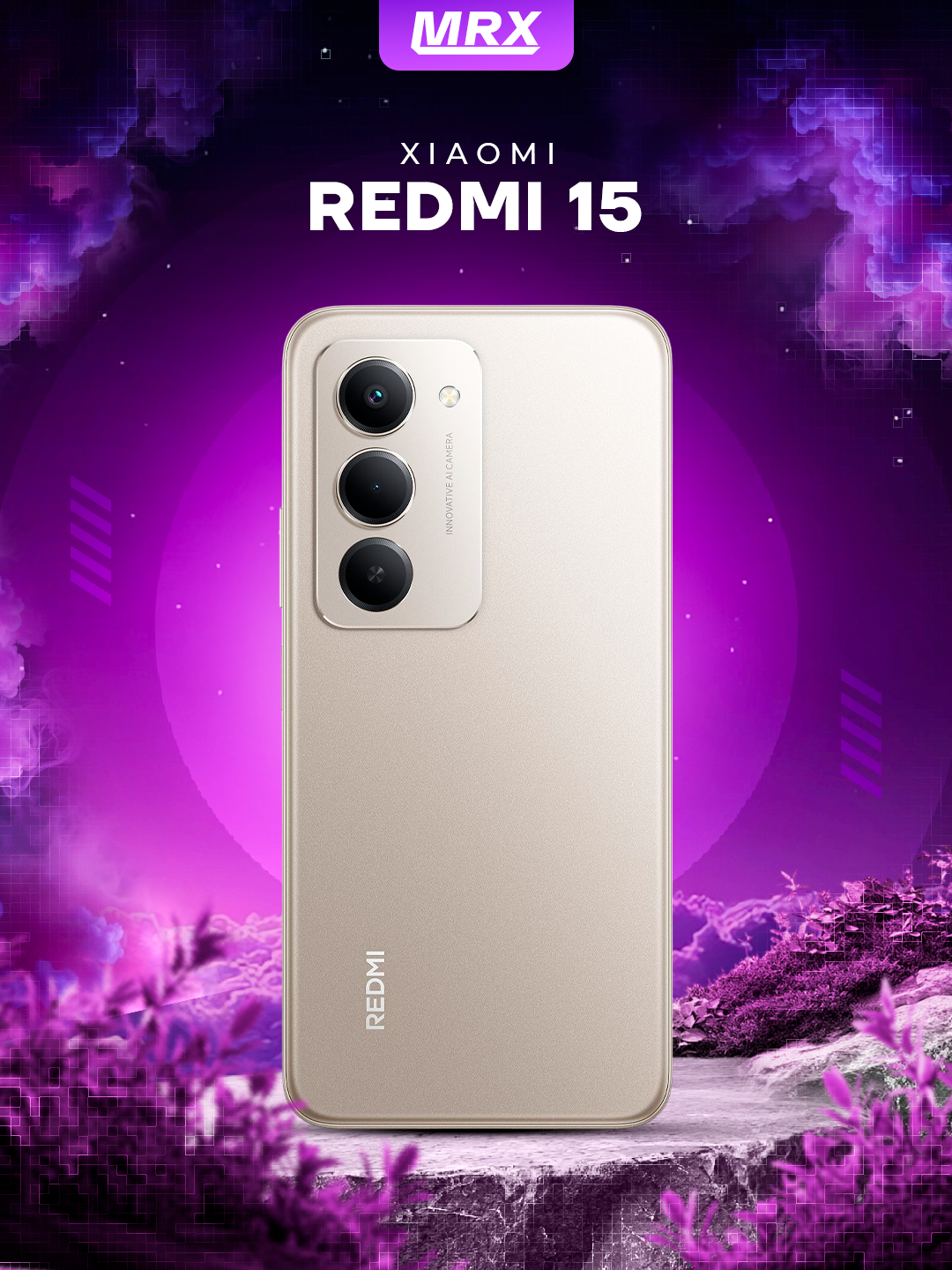 Смартфон Xiaomi Redmi 15, экран 6,9", 8/256ГБ, NFC, 50Мп, аккумулятор 7000мАч серый