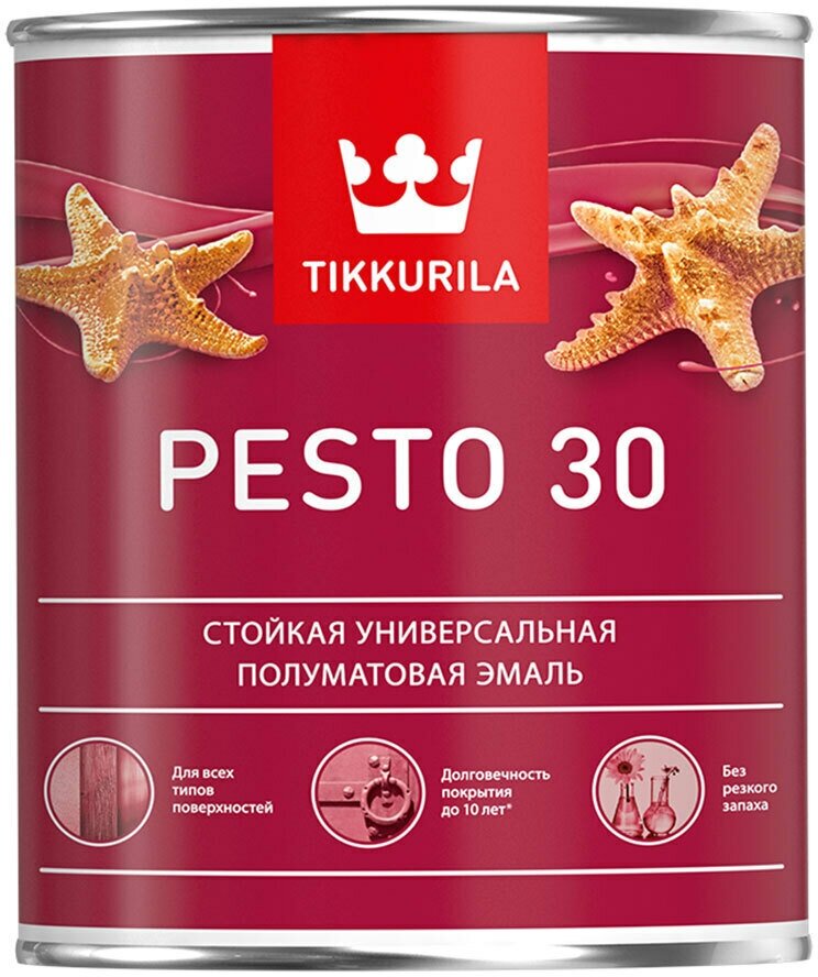 Эмаль алкидная Tikkurila Pesto 30 база С полуматовая 0,9 л