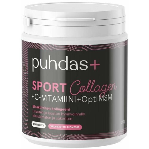 Sport Collagen + C-vitamiini + OptiMSM PUHDAS+ Коллаген витамин С порошок 260гр. (из Финляндии)