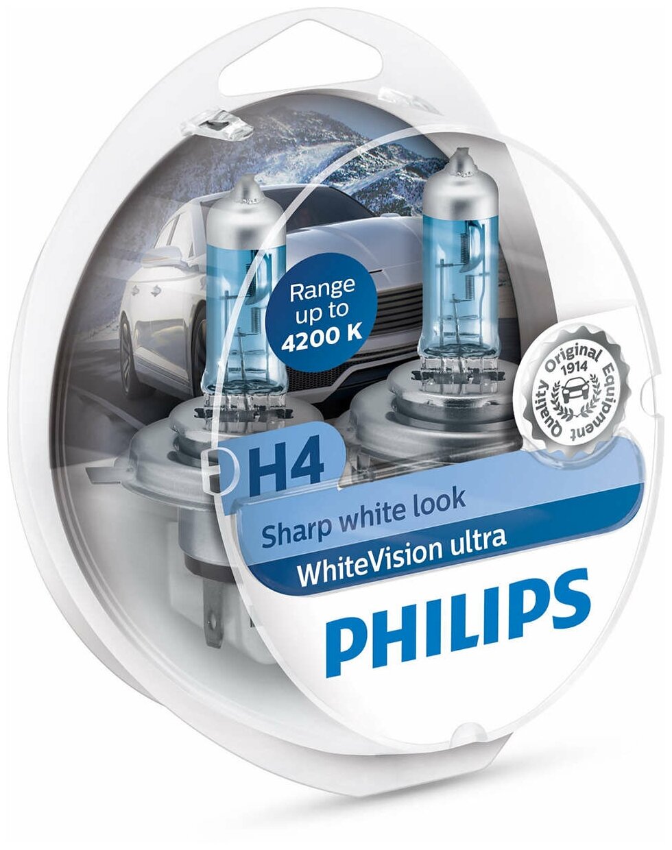 Лампа автомобильная галогенная Philips WhiteVision Ultra 12342WVUSM H4 P43t