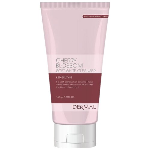 пенка c экстрактом сакуры для улучшения тона кожи makeupfood cherry blossom soft cleanser 150 гр DERMAL средство для умывания с экстрактом цветов сакуры Cherry Blossom, 150 г