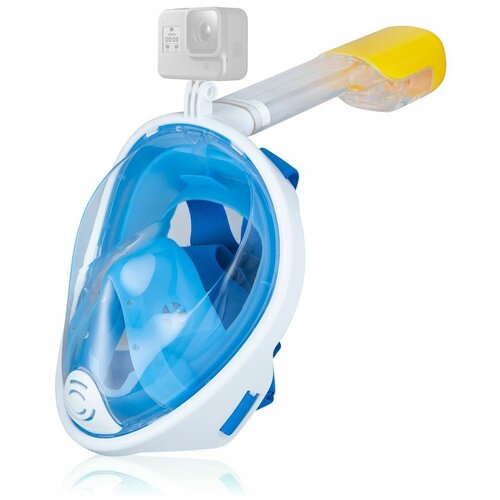 фото Подводная маска для плавания (снорклинга) free breath с креплением для экшн-камеры (синяя, размер l/xl) urm