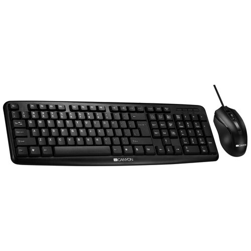 Комплект Canyon USB standard KB water resistant RU layout bundle with optical 3D wired mice 1000DPI