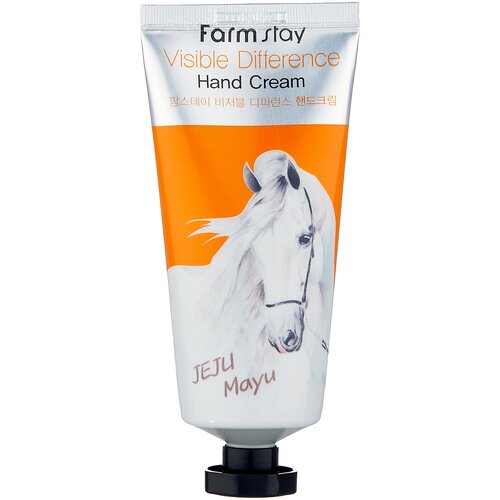 Farmstay Крем для рук Visible difference Horse oil, 100 мл farmstay visible difference hand cream jeju mayu питательный крем для комплексного ухода за кожей рук с лошадиным жиром 100ml