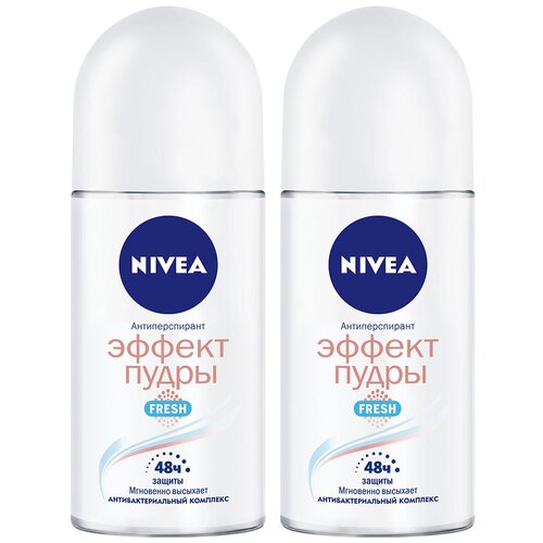 NIVEA Антиперспирант Эффект пудры Fresh, 2 шт, ролик, 50 мл, 155 г, 2 шт. nivea антиперспирант эффект пудры ролик флакон 50 мл 150 г 1 шт