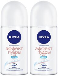 Nivea, Антиперспирант Эффект пудры Fresh, 2 шт, ролик, 50 мл