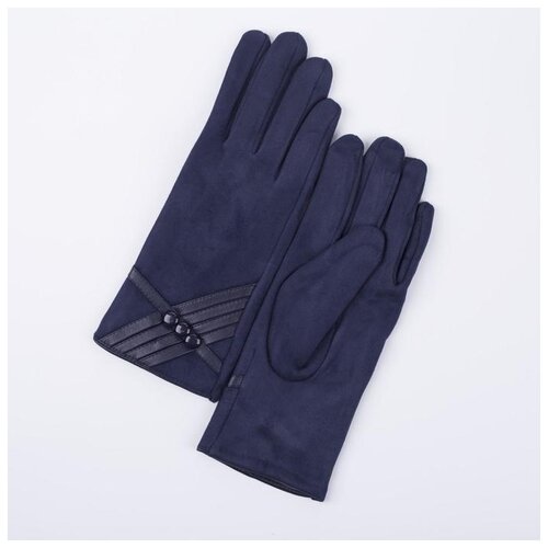 фото Перчатки жен безразмер, 24*2*8, замша, полосы/пуговки, без подклада, синий 5161927 сима-ленд