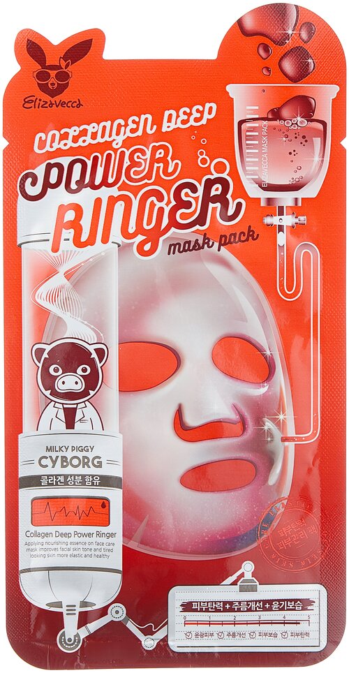 Elizavecca Омолаживающая тканевая маска с коллагеном Collagen Deep Power Ringer Mask Pack, 23 г, 23 мл