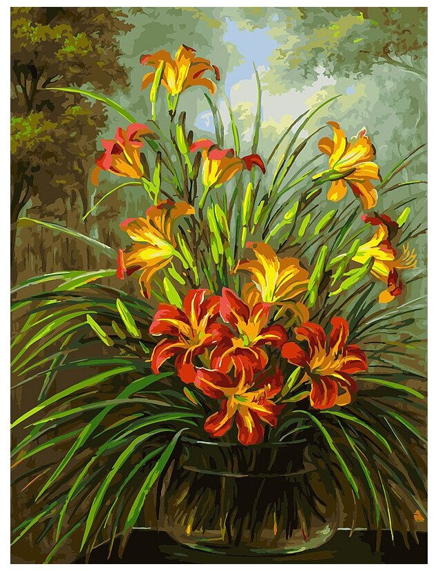 Картина по номерам Белоснежка «Букет из лилий» (холст на подрамнике, 40х30 см)