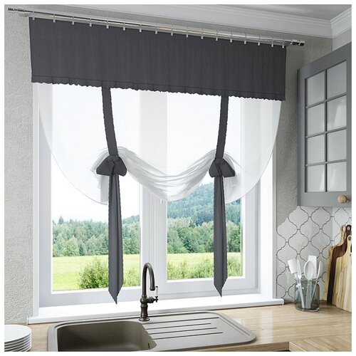 фото Шторы для кухни sola "алисия-150", серый