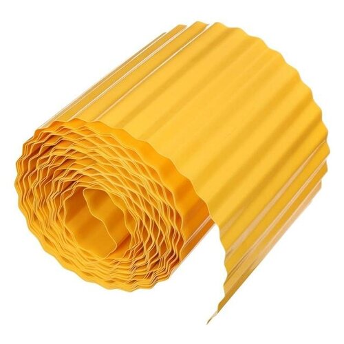 лента бордюрная 0 2 × 9 м толщина 0 6 мм пластиковая гофра жёлтая Лента бордюрная, 0.2 × 9 м, толщина 0.6 мм, пластиковая, гофра, жёлтая