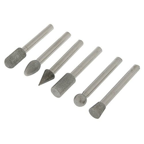 Набор шарошек FIT 36482 усиленная сталь с алмазным напылением штифт 6 мм 6 шт 2080₽