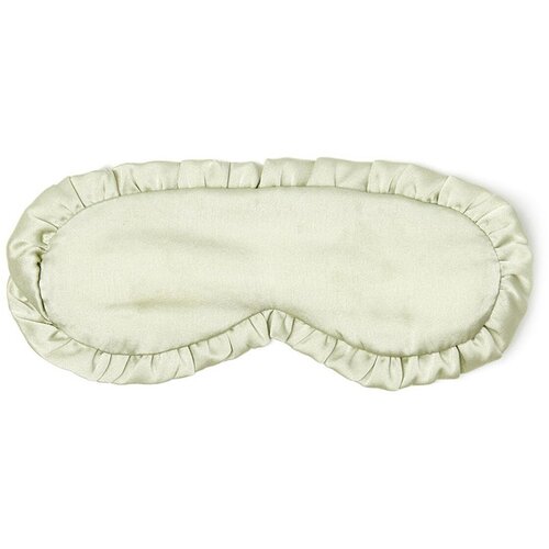 маска для сна из натурального шелка фисташкового оттенка с рюшами