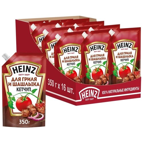 Кетчуп Heinz Для гриля и шашлыка, дой-пак, 350 г, 16 уп.