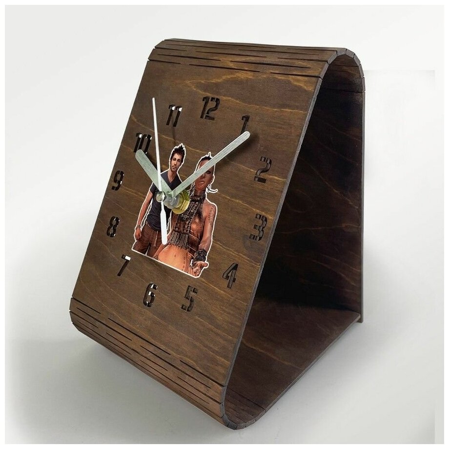 Настольные часы из дерева, цвет венге, яркий рисунок игры Far Cry 3 Цитра - 330
