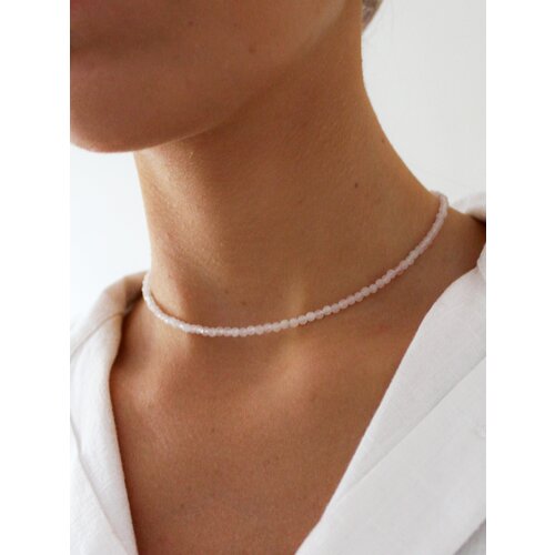 Чокер, кварц, длина 38 см, розовый