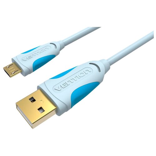 Кабель Vention USB - microUSB (VAS-A04-S-025), 0.25 м, голубой кабель vention usb 3 0 am micro b 3м кабель vention usb 3 0 am micro b 3 м copbi