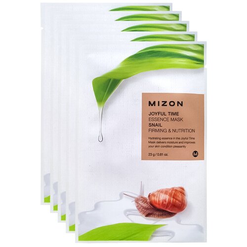 Mizon Joyful Time Essence Mask Snail тканевая маска с экстрактом улиточного муцина, 23 г, 5 уп. mizon joyful time essence mask snail тканевая маска с экстрактом улиточного муцина 23 г 23 мл