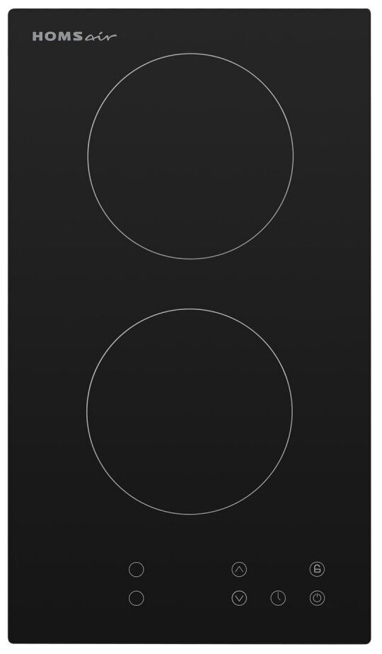 Электрическая домино HOMSair/ домино, электрическая, 290х510х50 мм, сенсорное управление, 2 конфорки, стеклокерамика, черный цвет