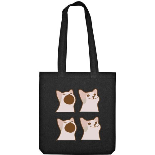 Сумка шоппер Us Basic, черный мужская футболка мем котик pop cat 2xl синий